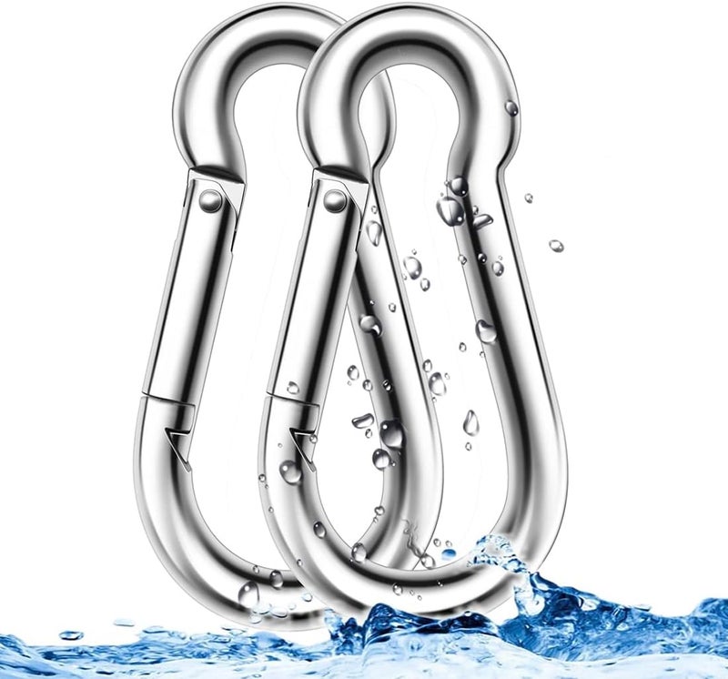 EFFIET 3.15 Inches 4 Inches Stainless Steel Carabiner for Gym Equipment Connection, Heavy Duty Spring Snap Hook Clips Buckle for Gym Exercise, Punching Bags, Hiking, Camping - Image 1